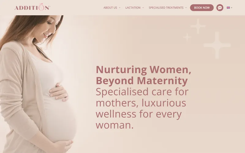 Addition Women Wellness postnatal massage homepage screenshot