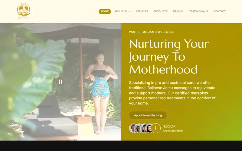 Pamper Me Jamu Wellness postnatal massage homepage screenshot