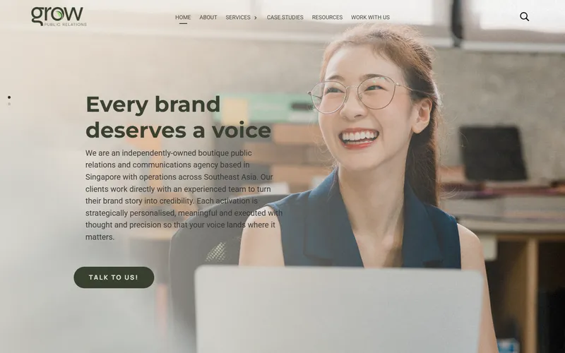 Grow PR Singapore homepage