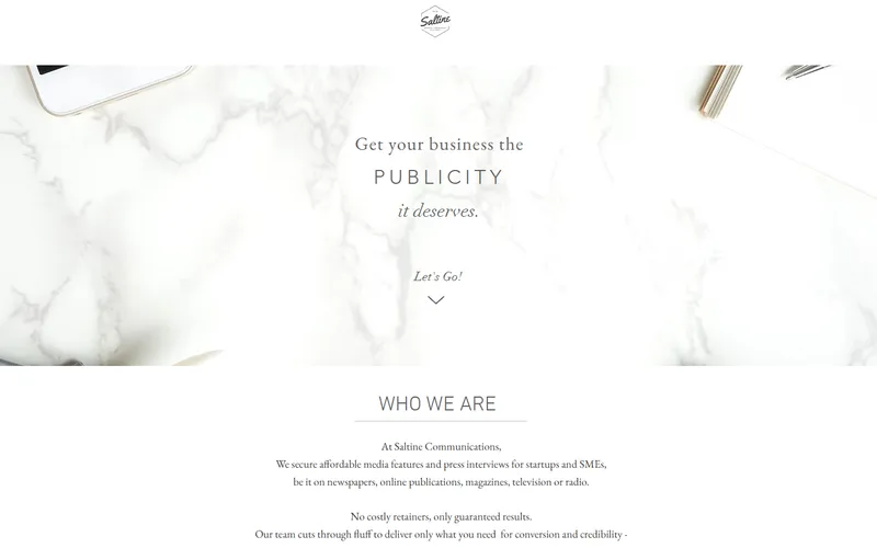 Saltine Communications Singapore homepage