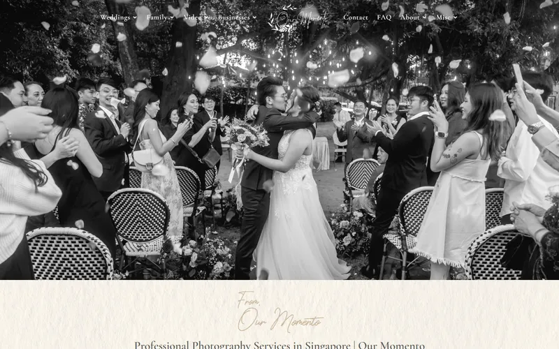 Our Momento pre-wedding Singapore homepage