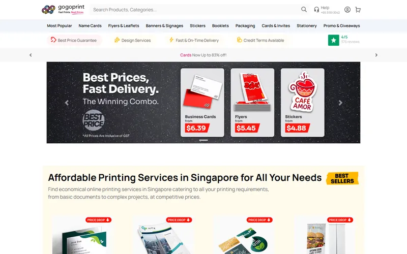 Gogoprint Singapore homepage