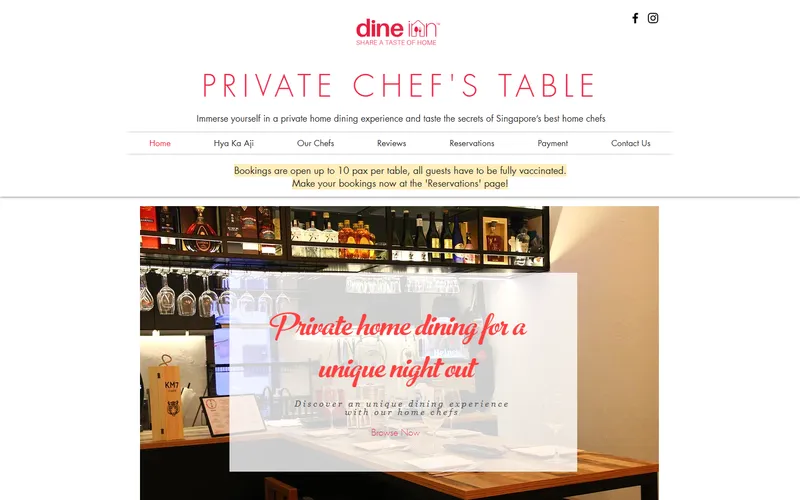 Private Chef's Table by Dine Inn Singapore homepage