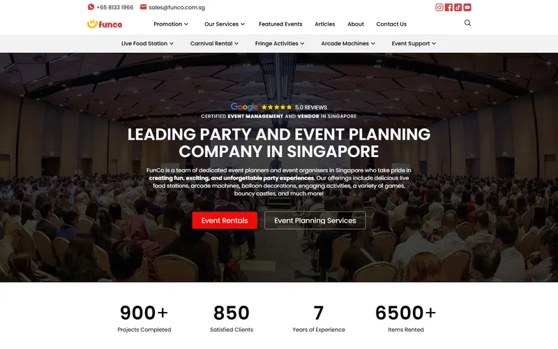 FunCo proposal planner Singapore homepage