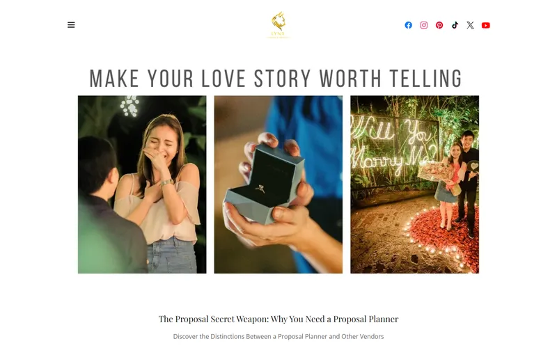 LYNX marriage proposal Singapore homepage