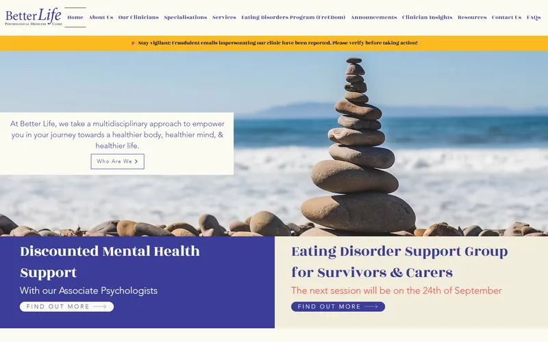 Better Life Psychological Medicine Clinic homepage