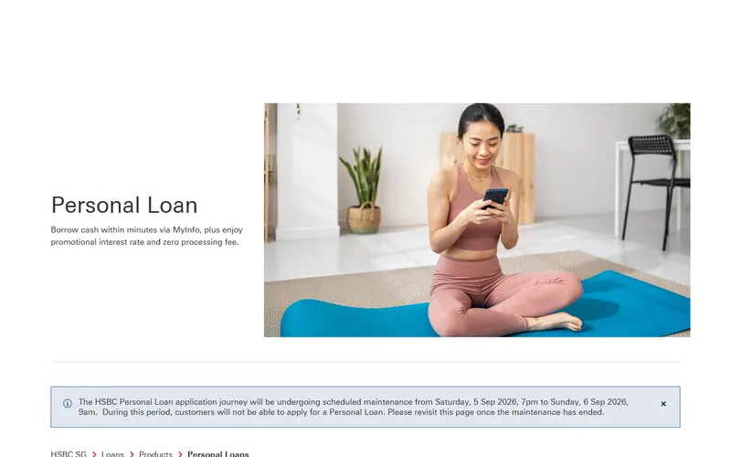 HSBC Singapore personal instalment plan page