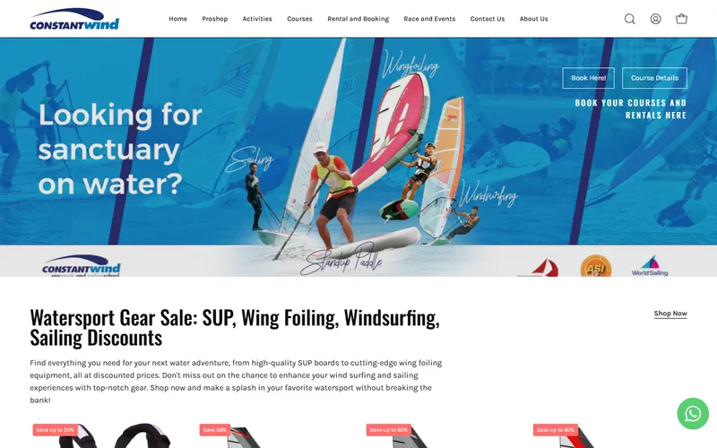 Constant Wind sailing school homepage