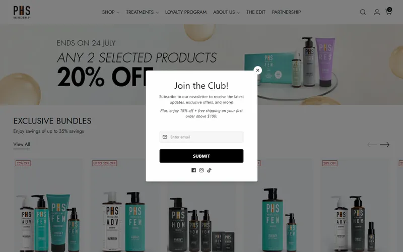 PHS Hairscience homepage