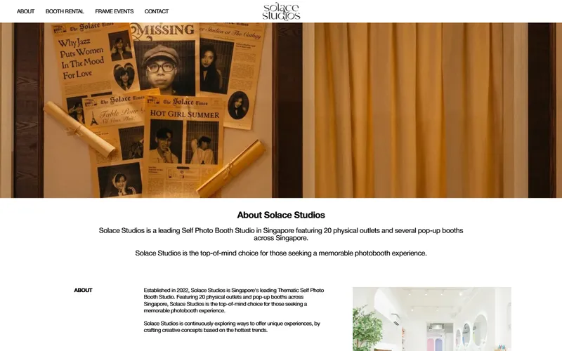 Solace Studios self photo studio homepage