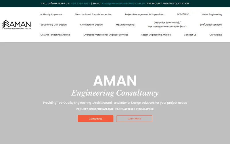 Aman Engineering Consultancy Singapore homepage