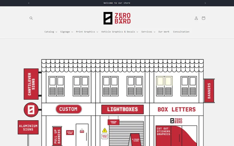 Zeroboard Singapore signage homepage