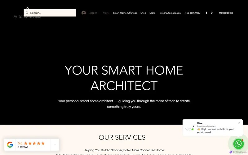 Automate Asia smart home Singapore homepage