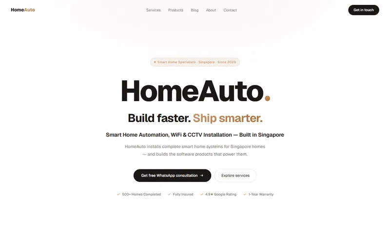 HomeAuto smart home Singapore homepage