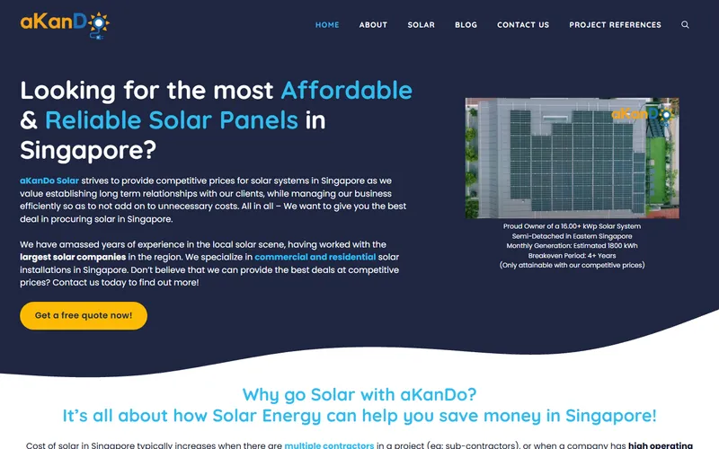 aKanDo Solar Singapore homepage