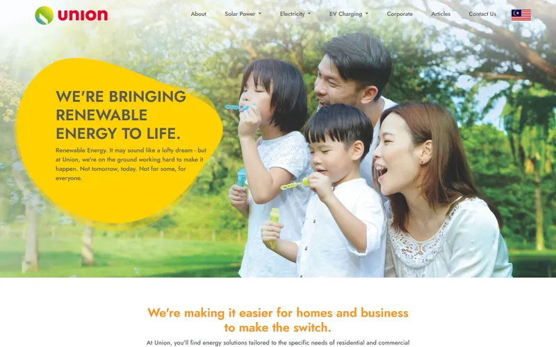 Union Energy rent to own solar Singapore homepage