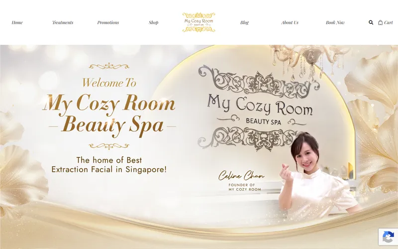 My Cozy Room Boutique Spa homepage screenshot