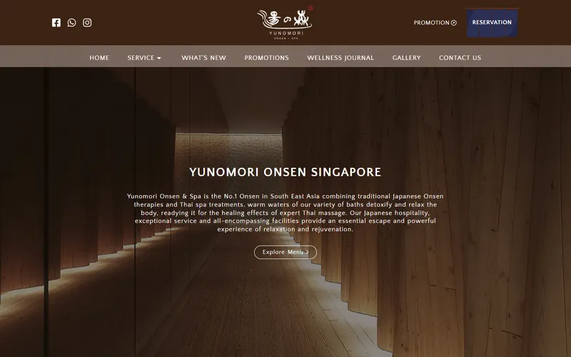 Yunomori Onsen and Spa Singapore homepage screenshot