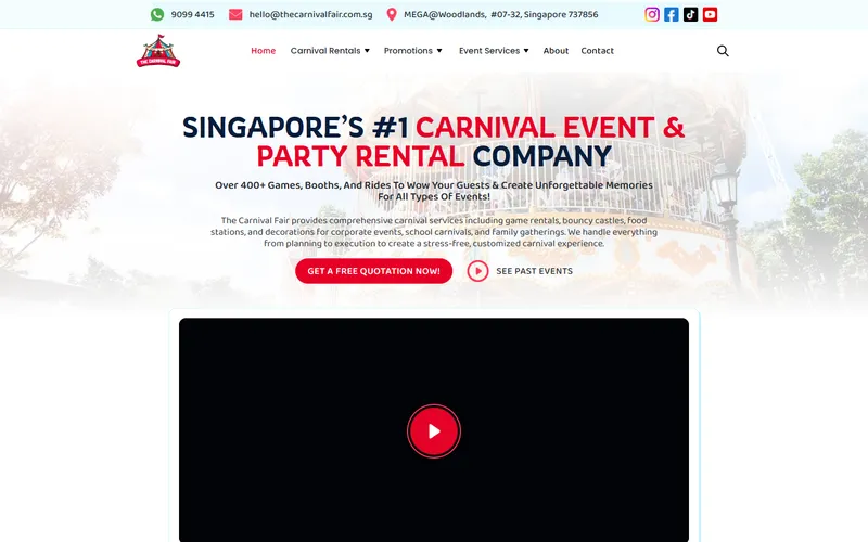 The Carnival Fair cold sparkler machine rental homepage