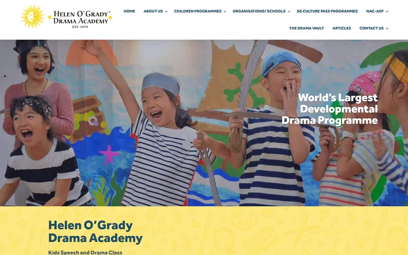 Helen O'Grady Drama Academy homepage screenshot