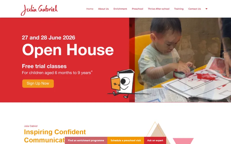 Julia Gabriel Centre homepage screenshot