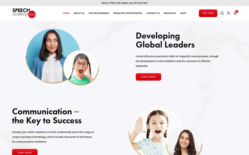 Speech Academy Asia homepage screenshot