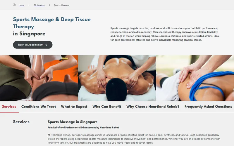 Heartland Rehab sports massage page