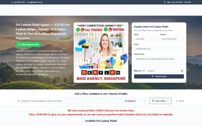 Okaylah Services homepage