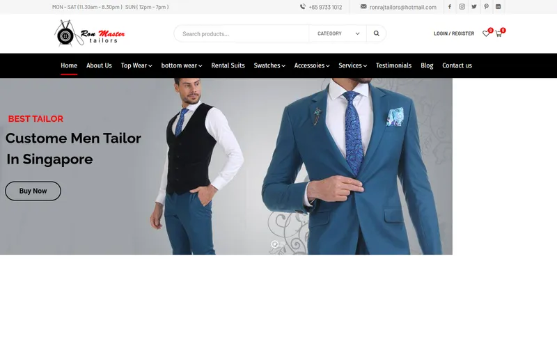 Ron Master Tailors Singapore homepage
