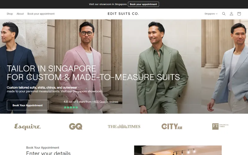 Edit Suits Co Singapore homepage