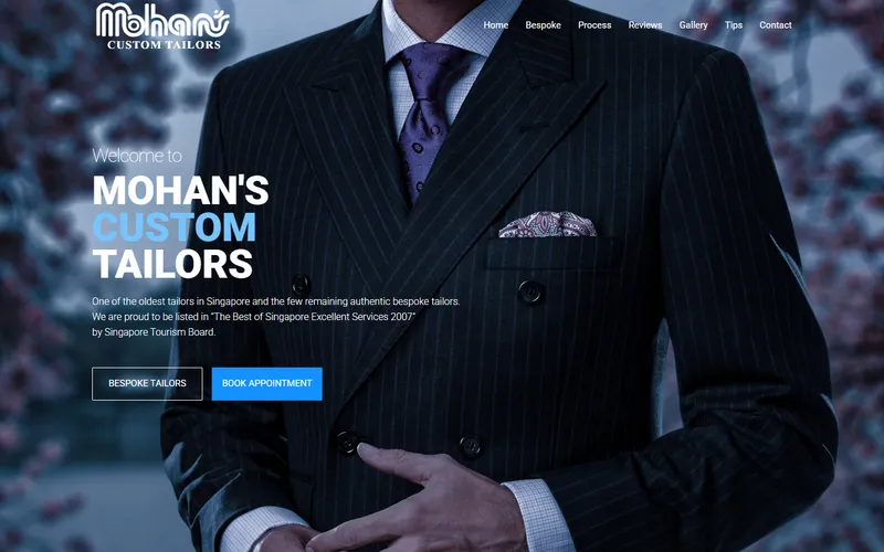 Mohan Custom Tailors Singapore homepage