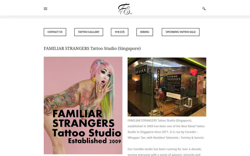 Familiar Strangers Tattoo Singapore homepage