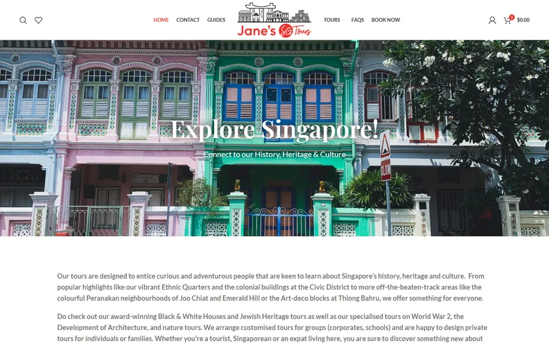 Jane's Singapore Tours homepage
