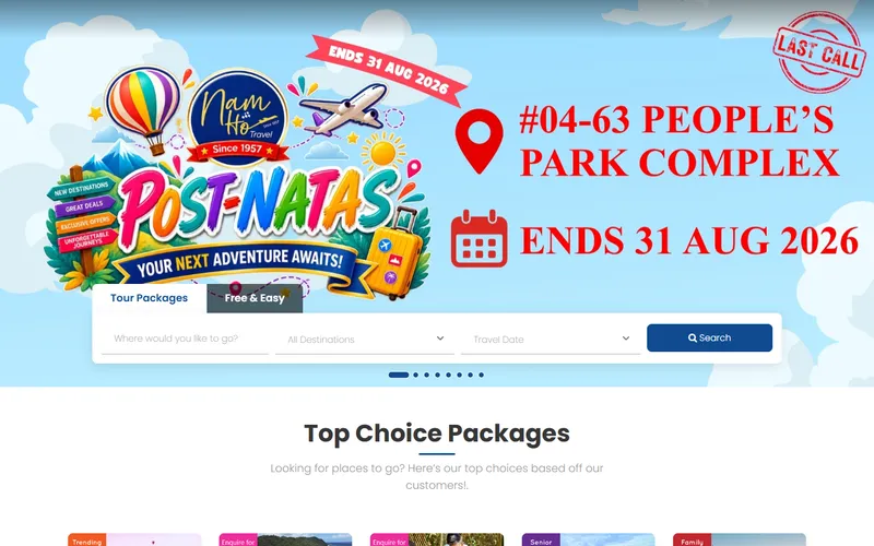 Nam Ho Travel Singapore homepage
