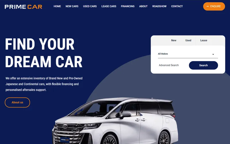 Prime Car Traders homepage