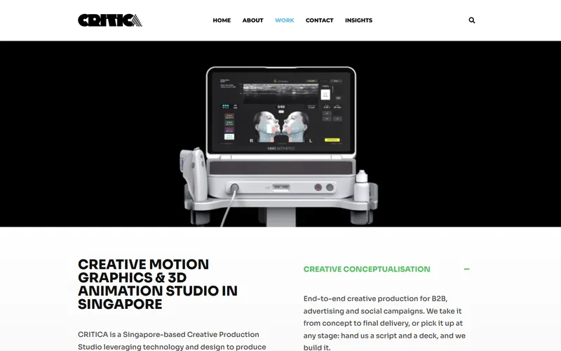 CRITICA animation and motion graphics Singapore homepage