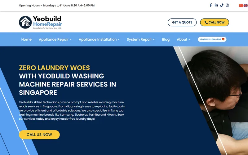 Yeobuild HomeRepair washing machine repair page
