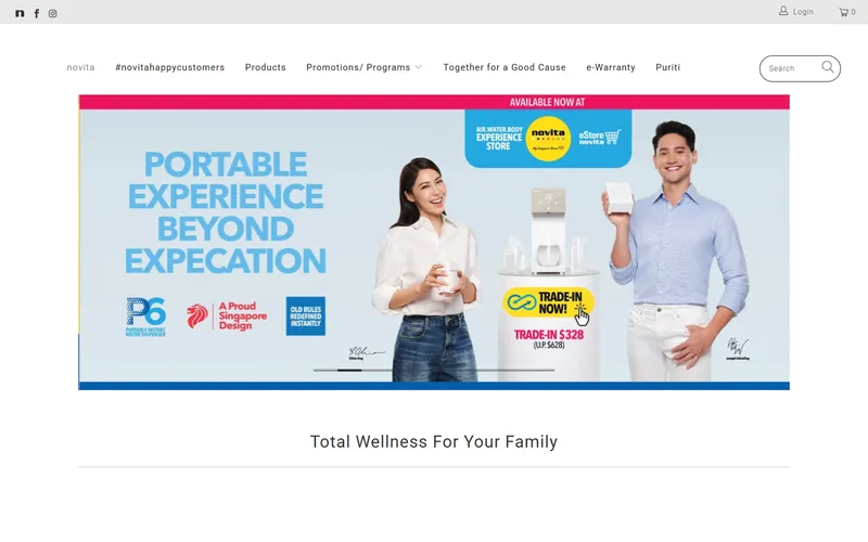 Novita Singapore store homepage
