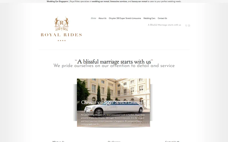 Royal Rides limousine wedding car Singapore homepage