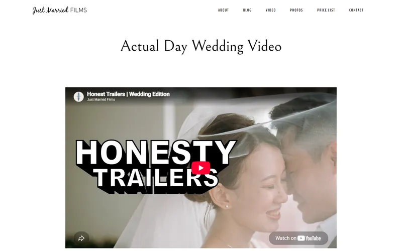 Just Married Films wedding videographer Singapore homepage
