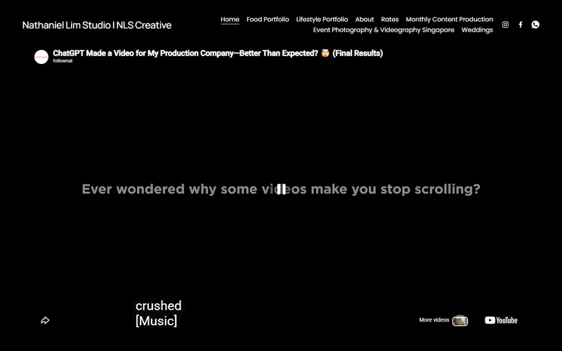 Nathaniel Lim Studio wedding videographer Singapore homepage