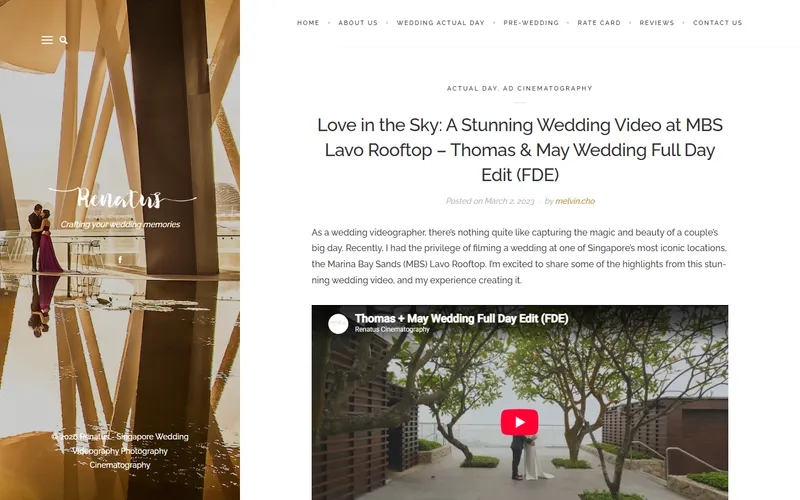Renatus wedding cinematography Singapore homepage