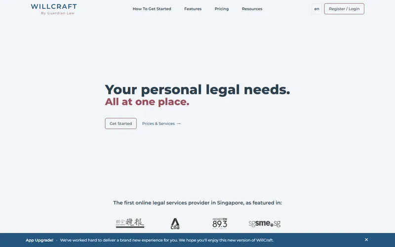 WillCraft will writing Singapore homepage