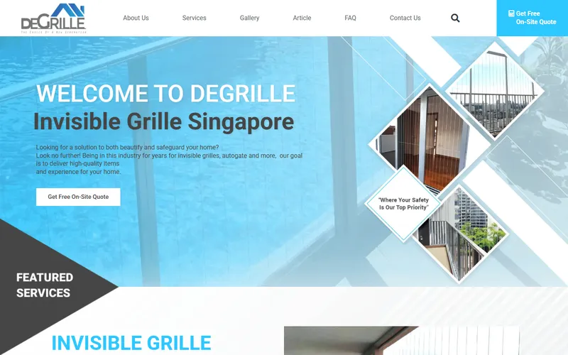 DeGrille invisible grille Singapore homepage