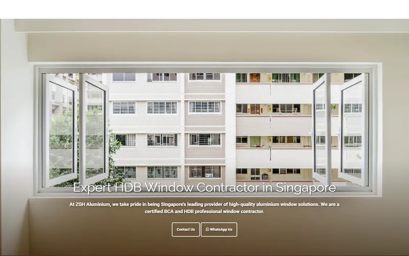 ZGH Aluminium window contractor Singapore homepage