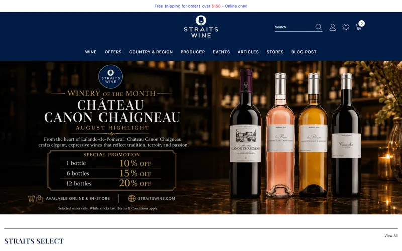 Straits Wine Company Singapore homepage