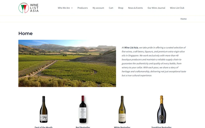 Wine List Asia Singapore homepage
