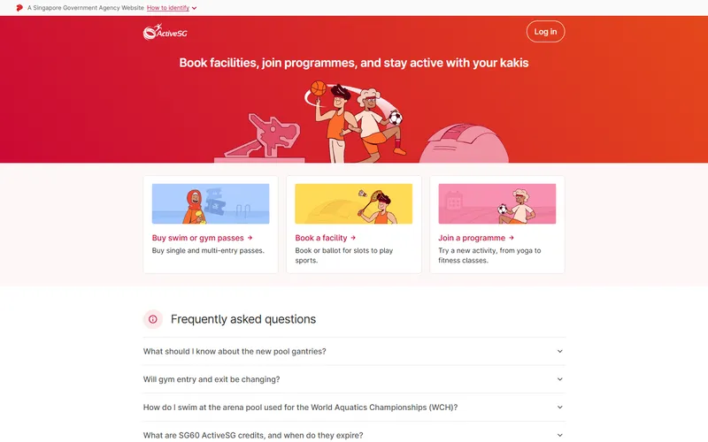 ActiveSG homepage