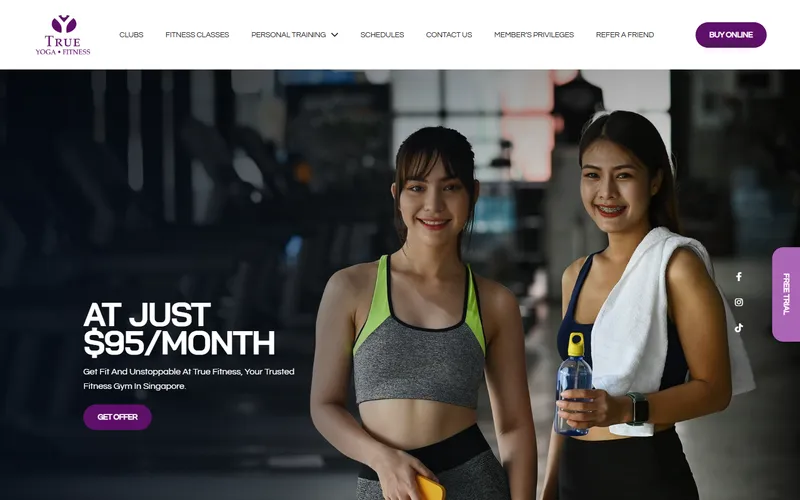 True Fitness Singapore homepage