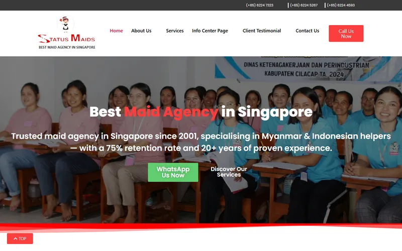 Status Maids homepage